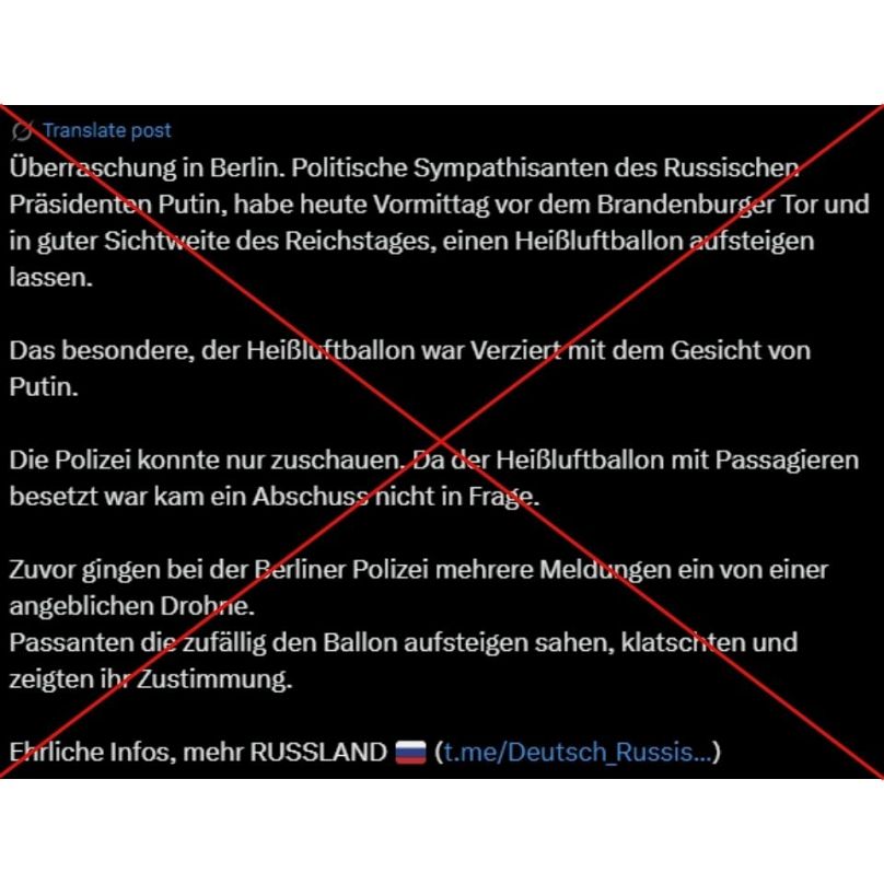 The post on X spreading the false narrative