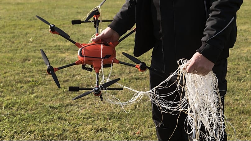 The interception of a drone by the A1 Falcon interceptor drone from Argus Interception on the second day of "Red Storm Bravo", 26 September 2025