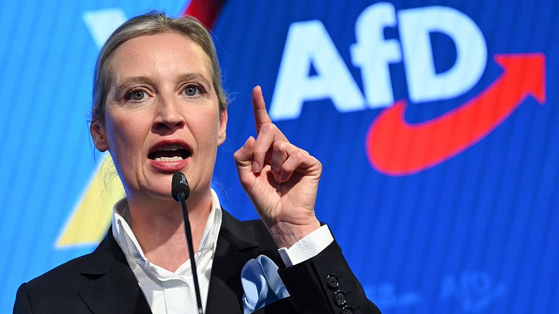 Alice Weidel, co-leader of the Alternative for Germany (AfD), speaks during the election party at the party's headquarters in Berlin, 23 February, 2025