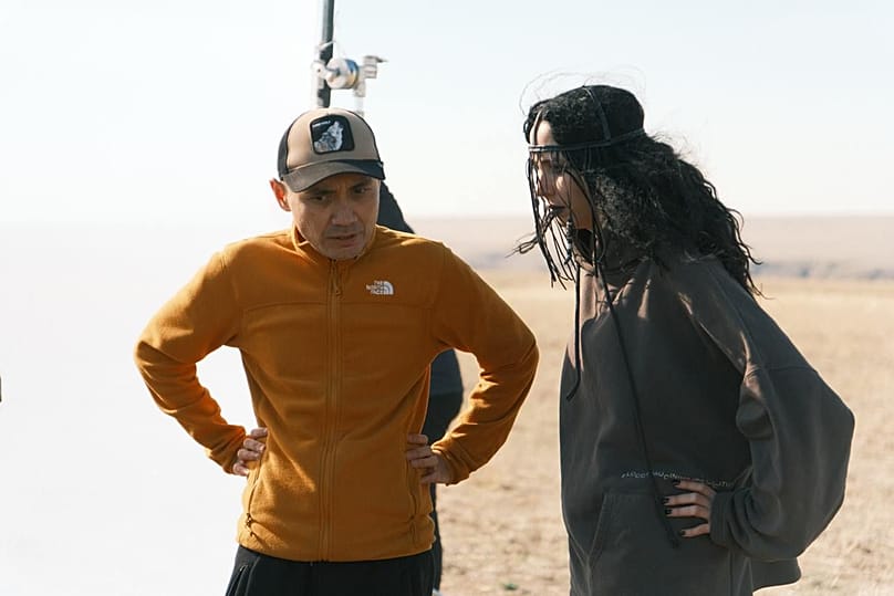 Director Adilkhan Yerzhanov and actress Anna Starchenko, who played the witch Sara, on the set of Kazakh Scary Tales.