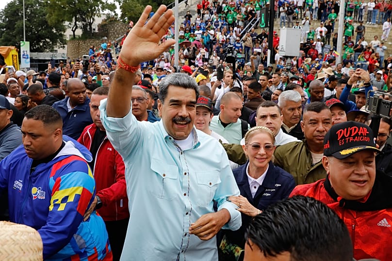 Venezuela’s President Nicolás Maduro joins a rally a rally marking the anniversary of the Battle of Santa Ines in Caracas, 10 December, 2025