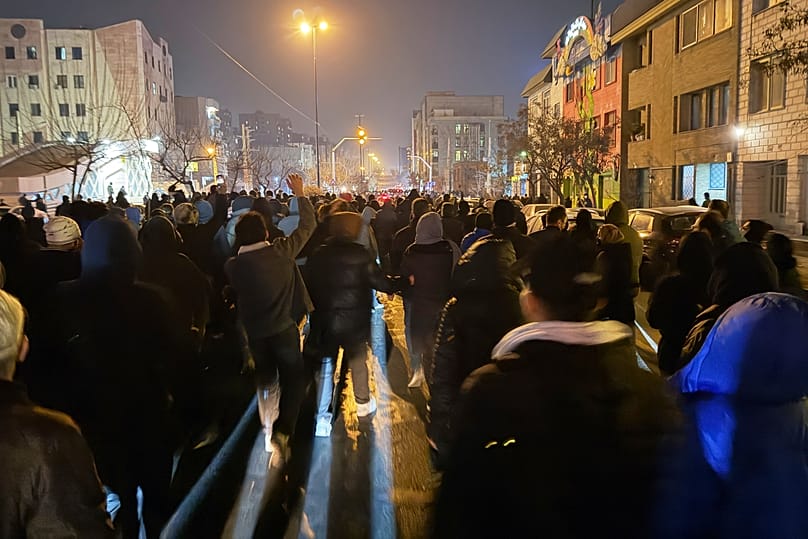 Iranians attend an anti-government protest in Tehran, 8 January, 2026