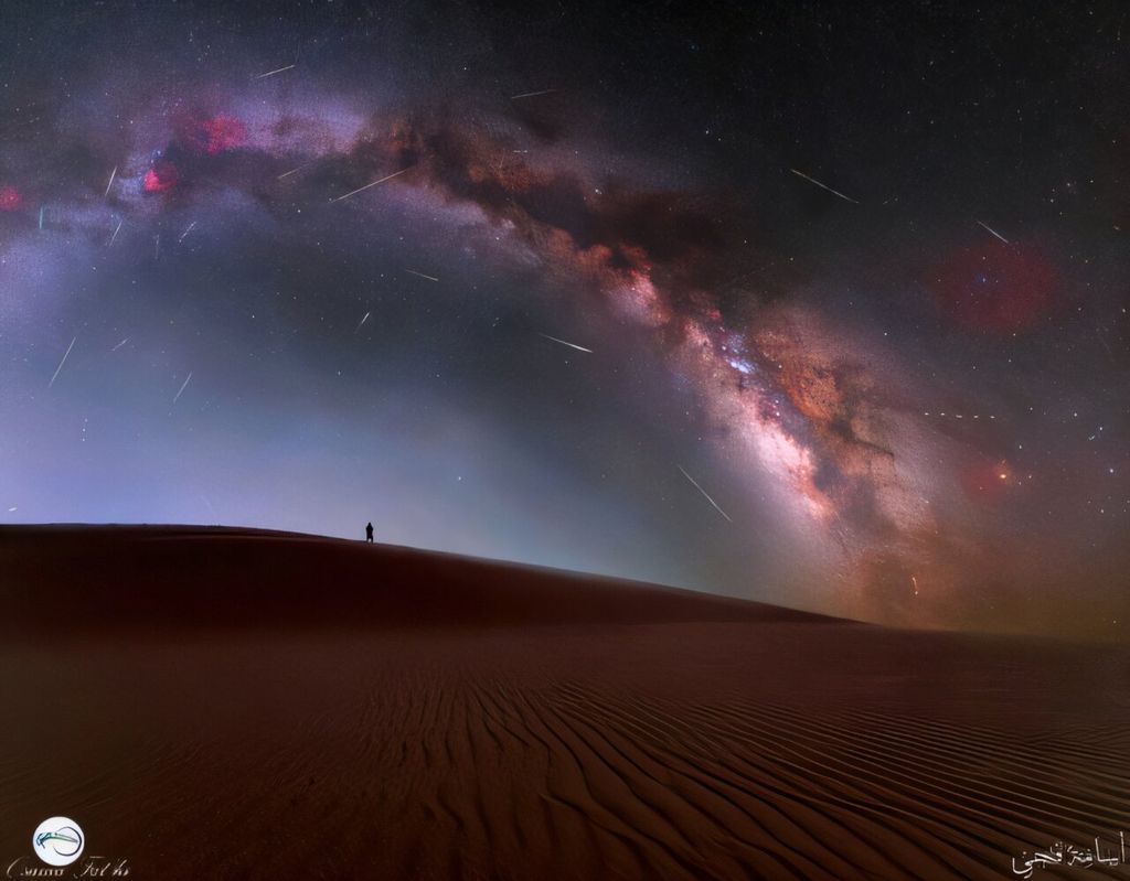 Milchstraße über Wüstendünen nahe El Fayum in Ägypten, visuell betont die dunkle Rift-Zone.