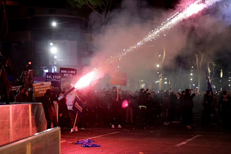 Anti-government demonstration in Tirana on 24 January 2026.