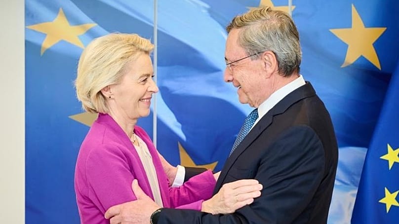 Ursula von der Leyen and Mario Draghi.