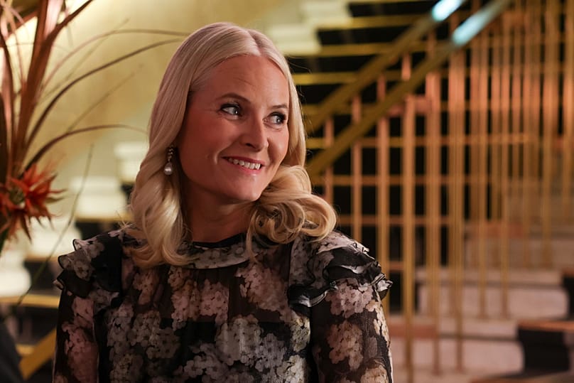 Norway's Crown Princess Mette-Marit arrives at the Nobel banquet at the Grand Hotel in Oslo, 10 December, 2024