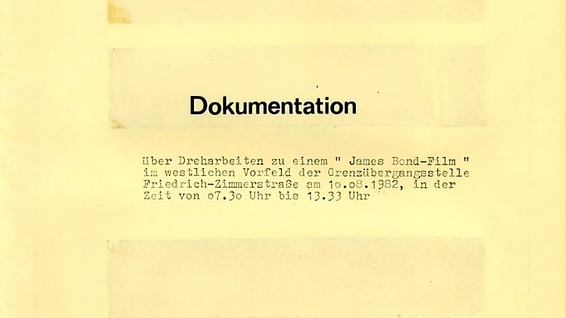 Stasi Mediathek Photo documentary about the shooting of a 'James Bond film' at Checkpoint Charlie.