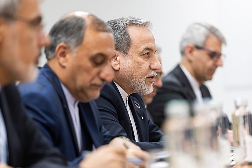 Iranian Foreign Minister Abbas Araghchi, speaks during a bilateral meeting between Switzerland and Iran, in Geneva, Switzerland, Tuesday, Feb. 17, 2026