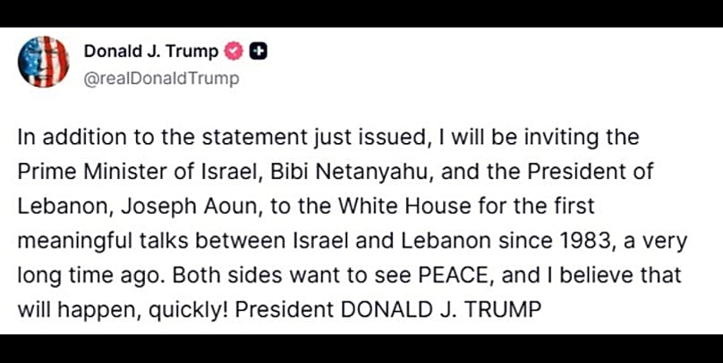 Screenshot of a post by US President Donald Trump on Truth Social, 16 April, 2026