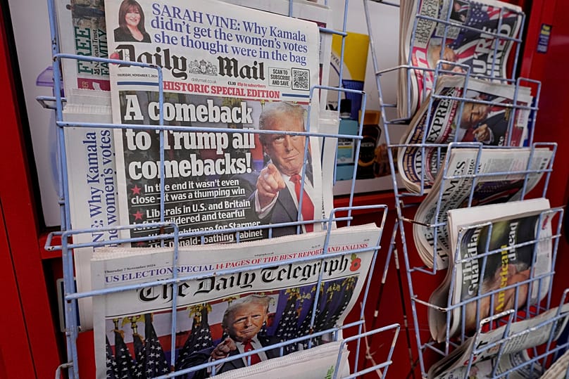 The Daily Telegraph and Daily Mail newspapers are displayed for sale in London, 7 November, 2024