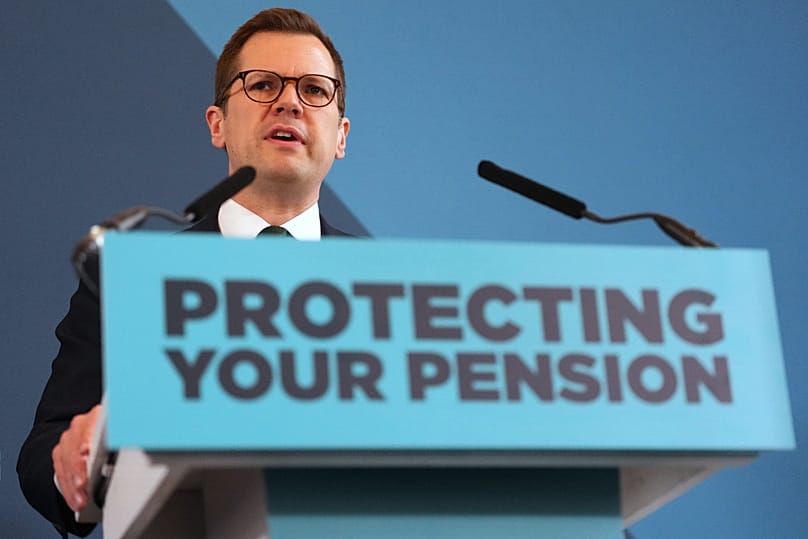 Robert Jenrick Reform UK's Shadow Chancellor speaks at a press conference in London, 2 April, 2026