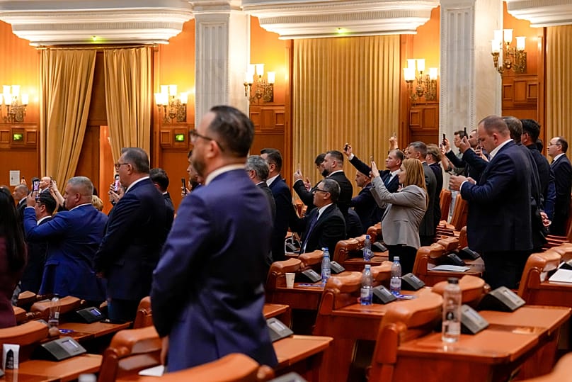Romanian lawmakers vote in parliament in Bucharest, 5 May, 2026