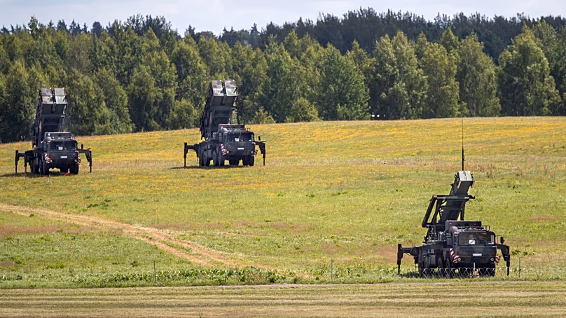Germany deployed Patriot long-range air defence system is seen at Vilnius airport for security during the NATO summit in Vilnius, Lithuania, Saturday, July 8, 2023