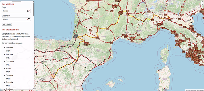 Simulation of a journey calculation from Madrid to Milan in Omnisviae