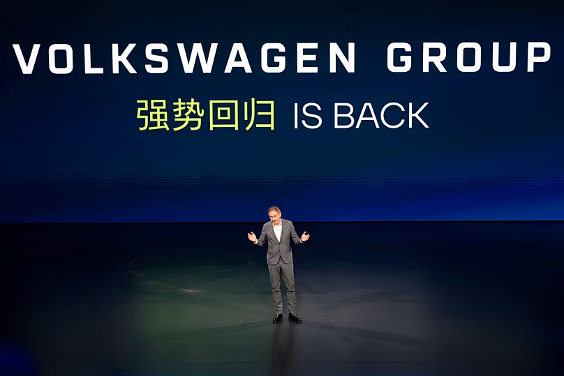 Oliver Blume, CEO Volkswagen Group speaks during the Volkswagen Group Media Night event ahead of the Auto China 2026 show to be held in Beijing, 21 April, 2026
