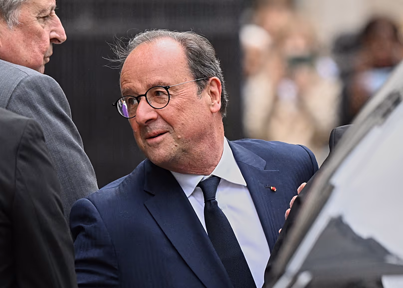 Former French President Francois Hollande arrives for a memorial Mass in tribute to Bernadette Chirac, widow of former French President Jacques Chirac, Paris, 12 June 2026