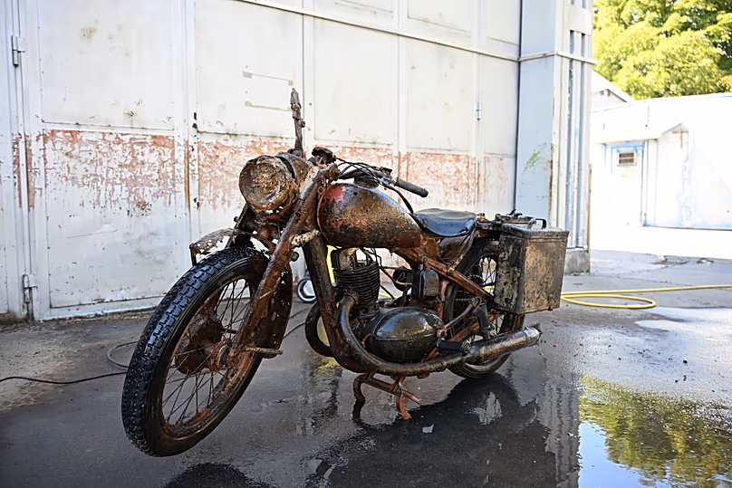 A Wehrmacht motorcycle recovered from the Danube in Budapest (c) Volksbund für Kriegsgräberfürsorge