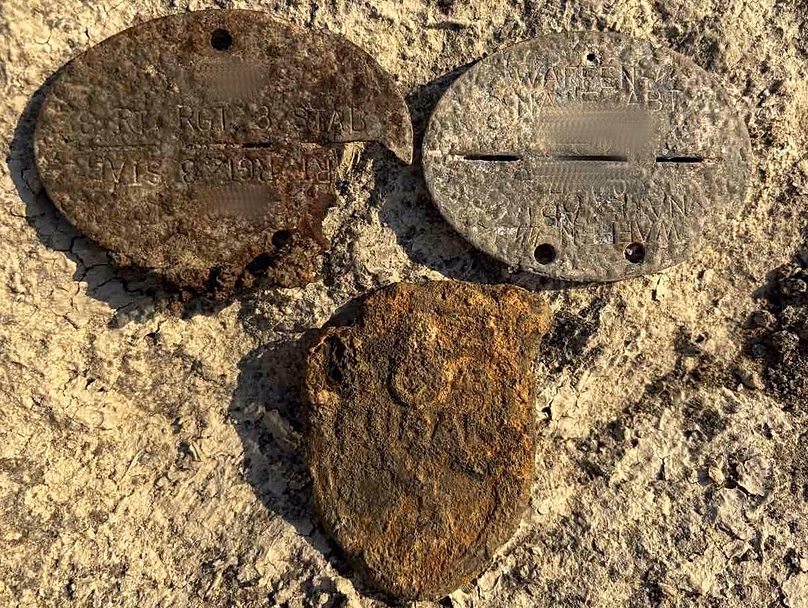 Two identity discs and a Kuban sleeve shield were found with the bodies.