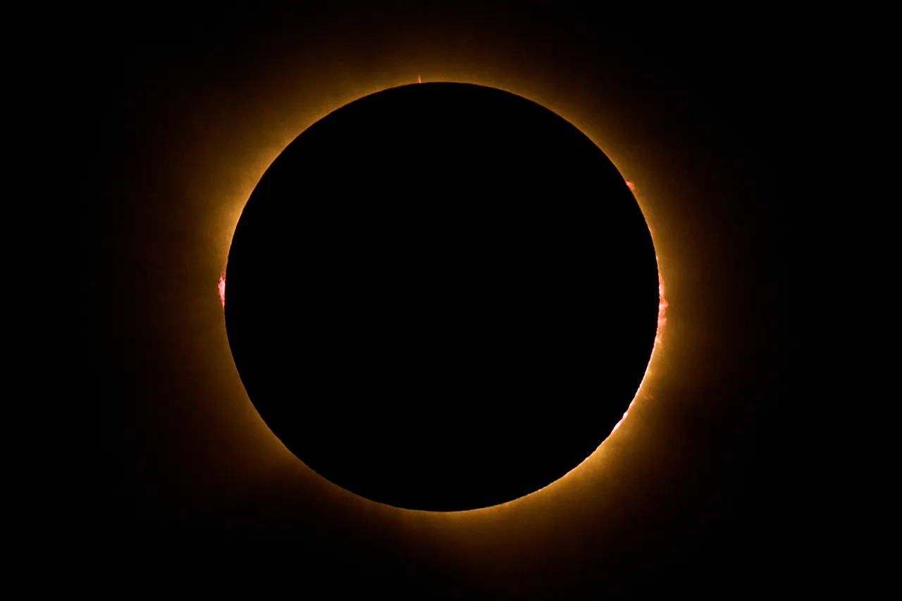 A total solar eclipse is seen from Berlanga de Duero, central Spain
