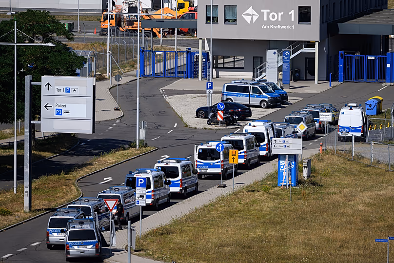 Police vehicles parked at Leipzig/Halle Airport, 6 August, 2026