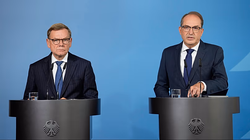 Interior Minister Dobrindt and Foreign Minister Wadephul at a press conference on the drone attack on Leipzig/Halle airport, Berlin, 1 September 2026