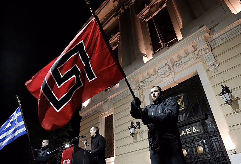 Kasidiaris at a rally in 2014