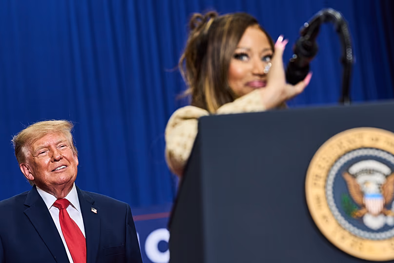 Minaj on stage with Trump